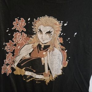 Demon Slayer Kyojuro Rengoku Flame Hashira Graphic Tee Black Mens XL Anime Shirt